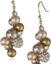 Carolee Gold Pearl Basics Simulated Pearl and Pave Cluster Drop Earrings