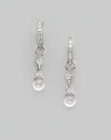 Faceted white topaz teardrops catch and reflect light exquisitely, set in 18k white gold with diamond accents. White topaz Diamonds, 0.03 tcw 18k white gold Length, about ¾ Jump ring clasp Imported Please note: earrings sold separately.