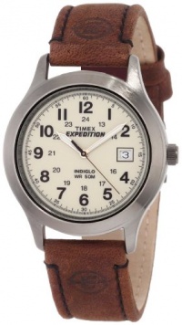 Timex Men's T49870 Expedition Metal Field Brown Leather Strap Watch