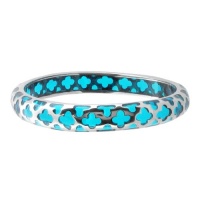 Inox Womens Aqua Blue Design Resin Stainless 316L Steel Bangle