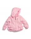 GUESS Kids Girls Fleece jacket with Crepe Chiffon Bow, PINK (24M)