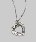 From the Cable Heart Collection. Both sweet and sophisticated, a graceful heart of cabled sterling silver with signature accents of 18k gold hangs from a sterling silver box chain. Sterling silver and 18k yellow gold Chain length, about 16 Pendant length, about 1 Lobster clasp Made in USA