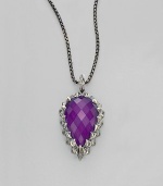 A substantial faceted teardrop of vivid purple sugalite is framed in a zigzag setting and hangs from a darkened chain. Purple sugalite Sterling silver Chain length, about 30 Pendant length, about 1½ Lobster clasp Imported