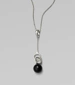 This refined piece features a single smooth black agate stone upon a narrow sterling silver circle link on a delicate link chain. Sterling silverBlack agateLength, about 31Pendant length, about 2¾Toggle closureImported 