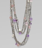 From the Bijoux Collection. Textural chains of sterling silver are vibrantly dotted with lavender amethyst, rose quartz, and pearl.Amethyst, rose quartz, and pearl Sterling silver Length, about 44 Toggle clasp Imported