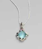 From the Superstud collection. Milky blue quartz, faceted in striking pyramids, hangs from a sterling silver box chain.Blue quartz Sterling silver Chain length, about 18 Pendant width, about 1 Lobster clasp Imported