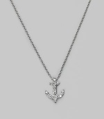 From the Tiny Treasures Collection. Sparkling anchor charm in diamonds set in 18k white gold.Diamonds, 0.16 tcw Chain length adjusts from about 16 to 18 Pendant length, about ½ Lobster clasp Made in Italy