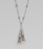 EXCLUSIVELY AT SAKS. Two delightfully detailed chain tassels dangle delicately from a long silvery chain dotted with faceted cubic zirconia discs and openwork pavé crystal beads.Cubic zirconia and crystalRhodium platedChain length, about 16Tassel length, about 2Lobster claspImported