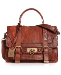 Take an artisan approach to accessorizing with this vintage-inspired satchel from Frye. Featuring rich, antiqued leather and custom hardware, it pairs perfectly with your work or weekend wardrobe.