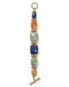 Rock a bold bracelet with this faceted stone style from Carolee, flaunting a chunky-chic mix of carnelian, jade, lapis, and glass stones.