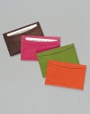 Crafted of hand-stained Italian leather, it's ideal for business cards, credit cards, IDs and more. About 3 X 4 Made in USA