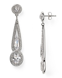 Few earrings are as hypnotic as this pair of linear drops from Lora Paolo. Not only does this style boast glitzy crystals, but they come cast in striking rhodium plate.