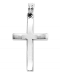 Express your beliefs openly. This beautiful beveled-edge cross charm comes in 14k gold. Chain not included. Approximate length: 1-1/10 inches. Approximate width: 2/3 inch.