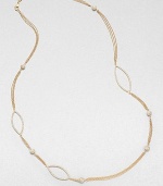 An elegantly delicate style with stone accented stations on multi-row link chains. Glass stonesGoldtoneLength, about 38Lobster clasp closureImported 