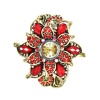 Shihao Gorgeous Flower Women Bracelet Watch WAT-GDRDFLR02 in Goldtone Plate Stunning Red Crystal Beads Floral Design II