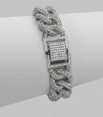 EXCLUSIVELY AT SAKS. Both bold and beautiful, this classic link chain is richly encrusted with micro pavé crystals. Crystal Rhodium plated Length, about 7½ Foldover clasp Imported