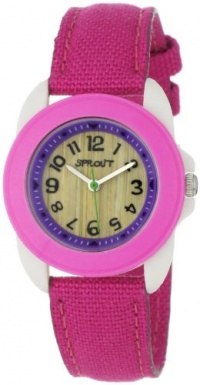 Sprout Unisex ST1010DPIVDP Eco-Friendly Corn Resin and Pink Organic Cotton Strap Watch