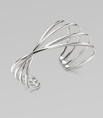 A structural piece in a twisted multi-row design. Sterling silverSlip-on styleDiameter, about 2¼Imported 