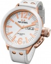 TW Steel CEO Canteen 50 MM White Dial White Leather Strap Mens Watch CE1036