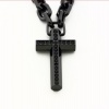 Emporio Armani EGS1393 Men's Black IP Stainless Steel Crystals Cross Necklace Jewelry