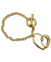 Make a heartfelt statement with this link charm bracelet from T Tahari. The bracelet, part of the Essentials Collection, is crafted from 14k gold-plated mixed metal. Nickel-free for sensitive skin. Approximate length: 7-1/2 inches + 1-inch extender.