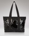 This shiny, durable patent nylon tote is roomy enough for chic weekend travel. By LeSportsac.