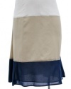 Anne Klein Cotton/Silk Blend Sand Dune Color Block A-Line Skirt 20W