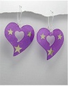 Handmade love-heart earrings crafted from dyed shell In Sterling Silver Earrings