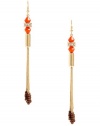 GUESS Gold-Tone Tassel Earrings With Coral-Col, GOLD