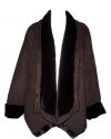 Michael Kors Faux Fur Drape Shearling Warm Coat Chocolate Brown Size Large