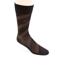 Calvin Klein Men's Graduated Rep Stripe Socks, Chocolate, Large