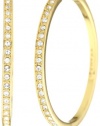 T Tahari Gold with Crystal Hoop Earrings