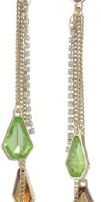 ABS By Allen Schwartz Cocktail Hour Gold-Tone Jewel Color Stones Linear Drop Earrings