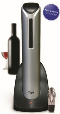 Ozeri Pro Electric Wine Bottle Opener with Wine Pourer, Stopper, Foil Cutter and Elegant Recharging Stand