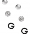 G by GUESS Silver-Tone Logo Earring Set, SILVER