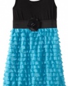 Ruby Rox Kids Girls 7-16 Eyelash Dress, Turquoise/Black, 16