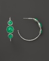 Ippolita Seafoam Wonderland Sterling Silver 3-Stone Hoop Earrings in Chrysoprase