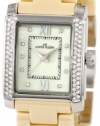 Anne Klein Women's 10/9923CMTN Swarovski Crystal Accented Beige Silver-Tone Ceramic Watch