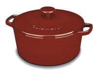 Cuisinart CI650-25CR Chef's Classic Enameled Cast Iron 5-Quart Round Covered Casserole, Cardinal Red