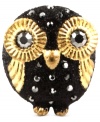 Winged whimsy. RACHEL Rachel Roy's owl-themed ring is crafted from gold-tone mixed metal with black glitter and glass stones adding a sparkling touch. Approximate diameter: 1 inch.