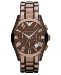 This Emporio Armani timepiece is a guilty pleasure for watch aficionados - with chocolate tones and striking accents.