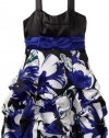 Ruby Rox Girls 7-16 Color Block Pick-Up With Print Skirt, Royal/Black, 10