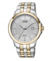 Golden shine enhances the sleek craftsmanship of this Citizen Eco-Drive watch.