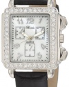 Breda Women's 5172-Black Sarah Rectangular Rhinestone Encrusted Leather Watch