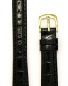 Ladies' Alligator Grain Leather Watchband Black 14mm Long Watch Band - by JP Leatherworks