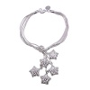 Star Hollow Charms Sterling Silver Plated Bracelet 7.5