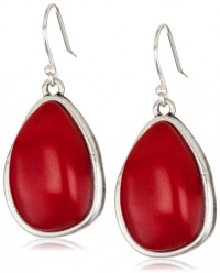 Lucky Brand Expedition Ears Silver-Tone Coral Set Stone Drop Earrings