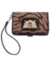 Give your gadget an exotic edge with this tiger-print tech case from Juicy Couture. Safely stows iPhone, headphones and credit cards, while the convenient wristlet strap lets you carry it all off with purr-fection.