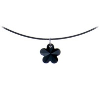 Black Austrian Crystal Flower Choker Necklace