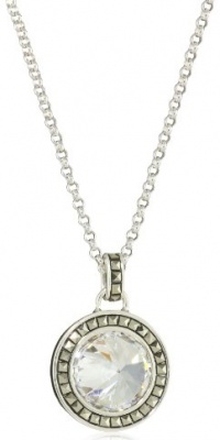 Judith Jack Color Pop Sterling Silver, Marcasite and Cubic Zirconia Disc Drop Pendant Necklace